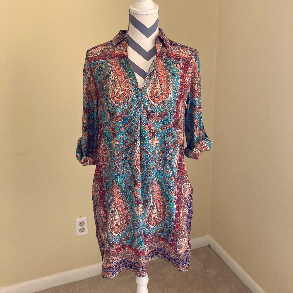Paisley shirt dress